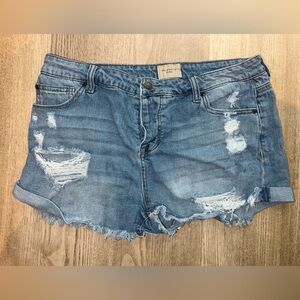 Celebrity Pink Distressed Blue Denim Shorts